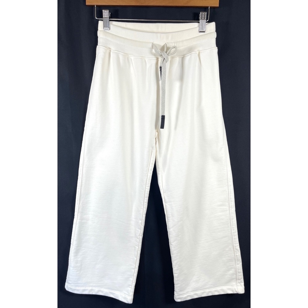 Aether Womens Wide Leg Crop Sweatpants XS Bone Organic Cotton Coastal Minimalist